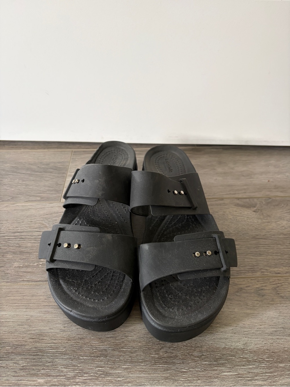CROCS Women's Black Double-Strap Slide Sandals